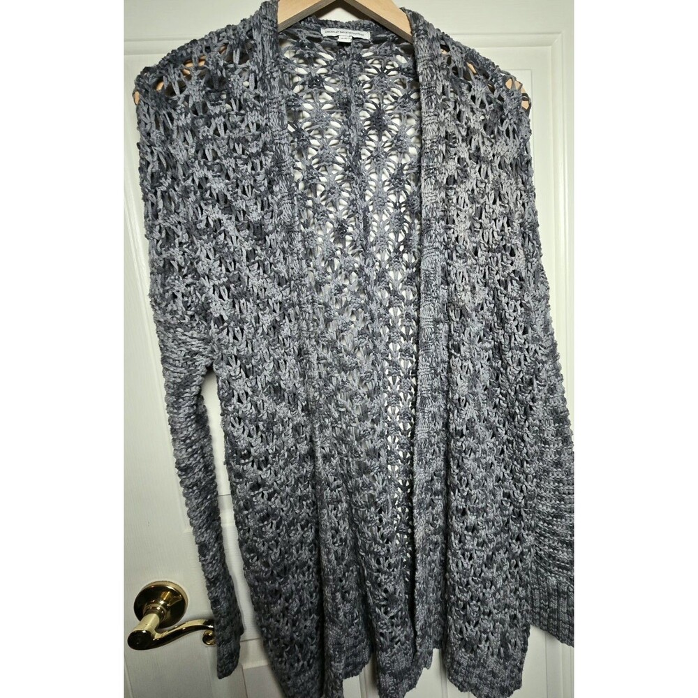 American Eagle Outfitters Two-Toned Blue Grey Long Sleeved Knit Cardigan M